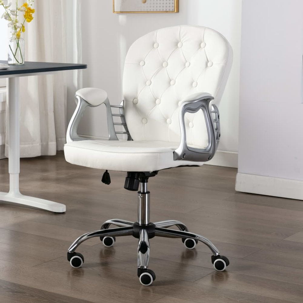 Petromila vidaXL Otočná kancelárska stolička biela umelá koža 